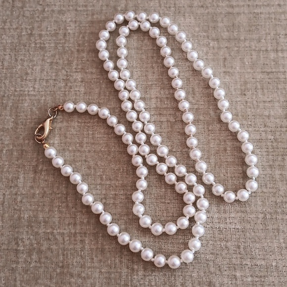 Gold Tone Faux Pearl Long Necklace - Picture 8 of 8